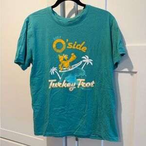 O'side Turkey Trot Graphic Tee - Teal with Yellow & White